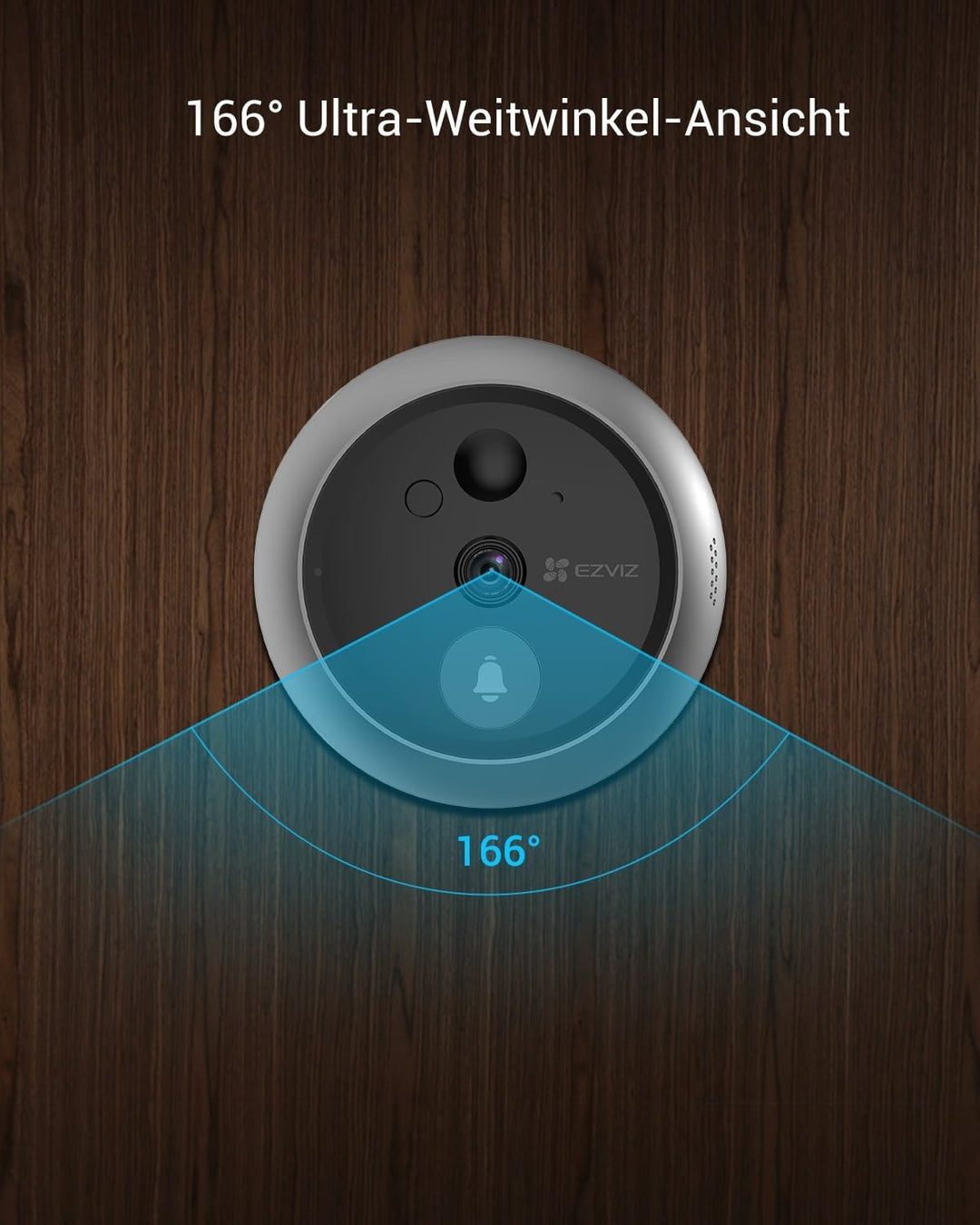 EZVIZ WLAN Türklingel mit 166° Weitwinkel und PIR-Sensor, 2MP Türspion Kamera mit 4,3 Zoll Farbbilds