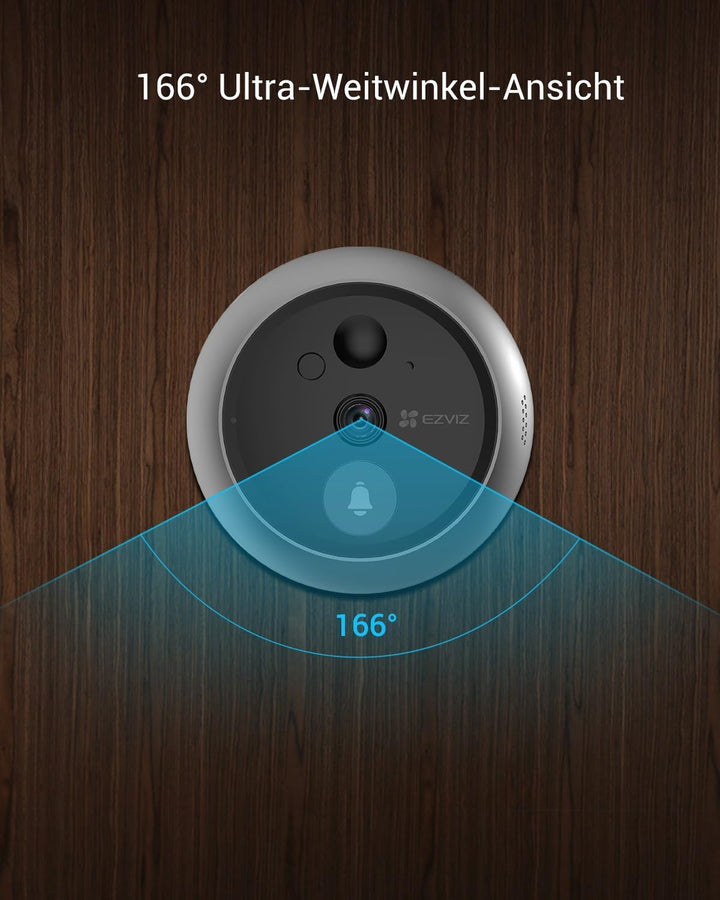 EZVIZ WLAN Türklingel mit 166° Weitwinkel und PIR-Sensor, 2MP Türspion Kamera mit 4,3 Zoll Farbbilds
