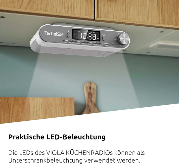 TechniSat Viola Küchenradio - Unterbau Radio mit UKW/FM, LED Display, Arbeitsleuchte, Timer, Bluetoo