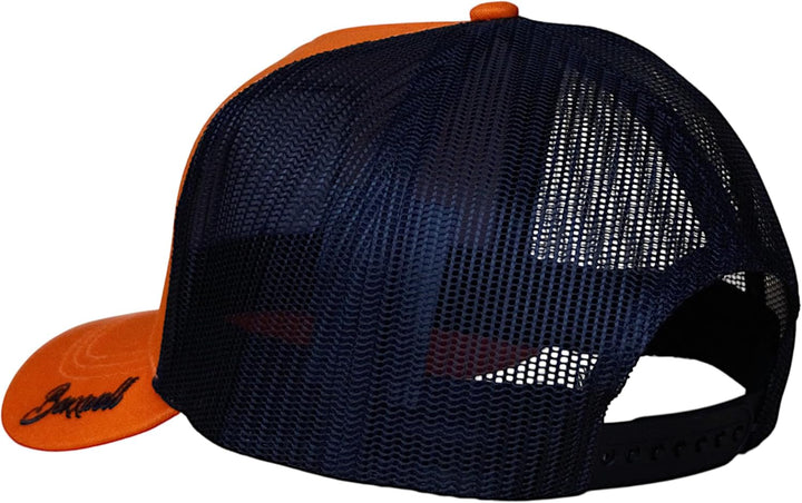 Bexxwell Trucker Cap orange/schwarz mit Logo-Patch (optimale Passform, Kappe, Black, Truckercap, Log