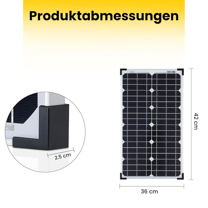 Offgridtec® 20w Mono Solarpanel 12V - Solarpanel Solarzelle - Neues Model, 20W