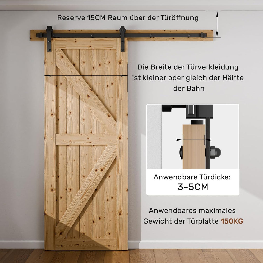 Wolfbird 183CM/6FT Schiebetür Beschlag Schiebetürsystem Gleitschiene Holzschiebetür Schiebetürbeschl