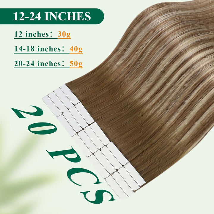 Easyouth Tape on Extension Echthaar Remy Adhesive on Haar #4/27/4 35 cm 1-4 #3/8/22, 35 cm 1-4 #3/8/