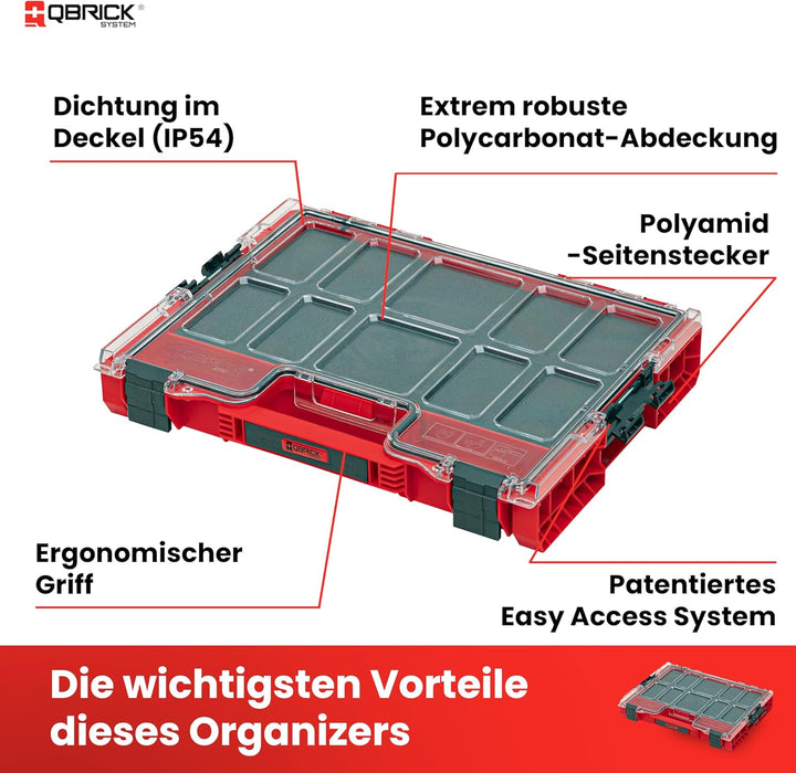 Qbrick System Pro Organizer 200 Mfi Red Ultra HD Sortimentskasten Sortierkasten Schraubenbox Sortier