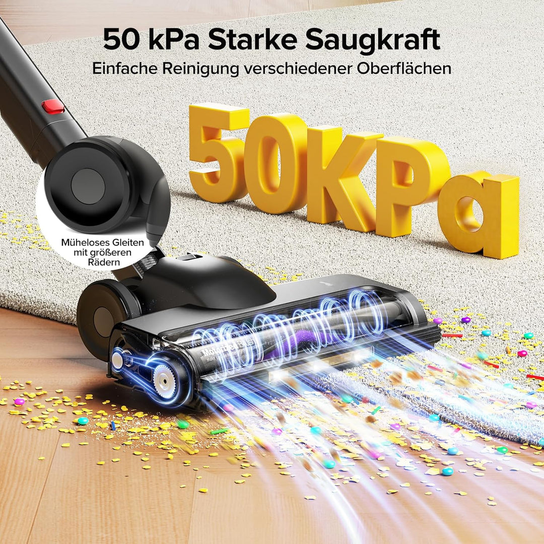 Lubluelu Akku Staubsauger kabellos, 50 kPa, 600 W, selbststehend & faltbar, bis zu 65 Min. Laufzeit,