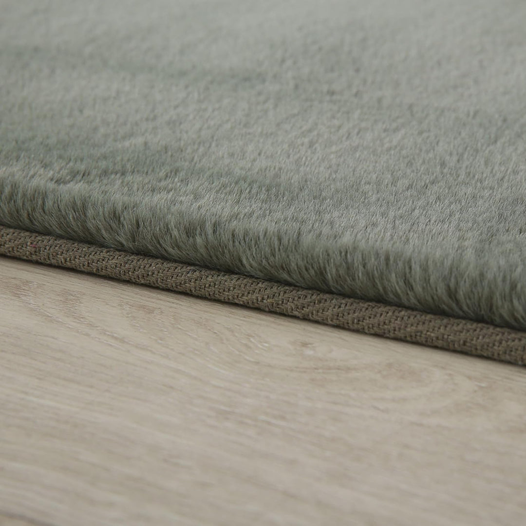 Carpetsale24 Teppich Wohnzimmer Einfarbig Modern Design 160 x 230 cm Grün - Hochflor Teppich Schlafz