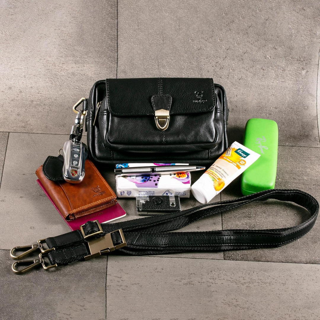 MATADOR (3 in 1 Tasche „Kairo“ – hochwertige Handy Bauchtasche Leder Herren – Umhängetasche Damen mi