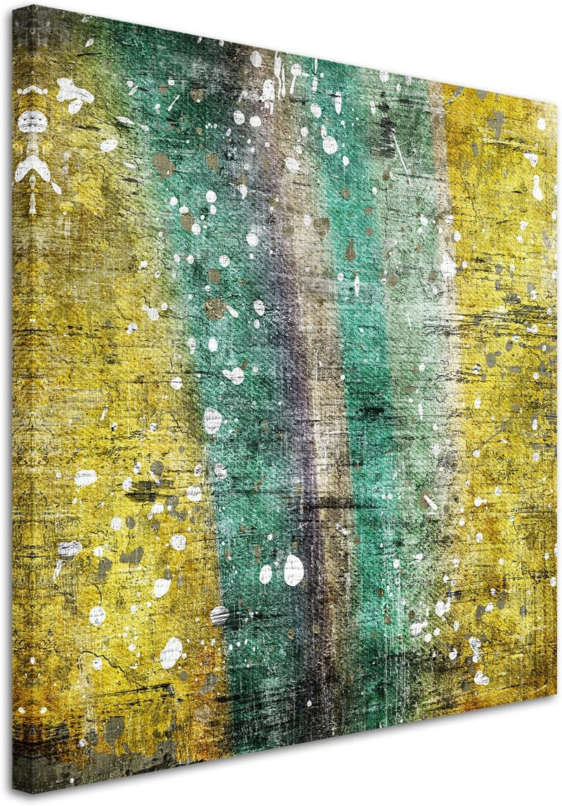 Paul Sinus Art Quadratische Fotoleinwand 90x90cm Abstraktes modernes Gemälde mit weissen Flecken auf