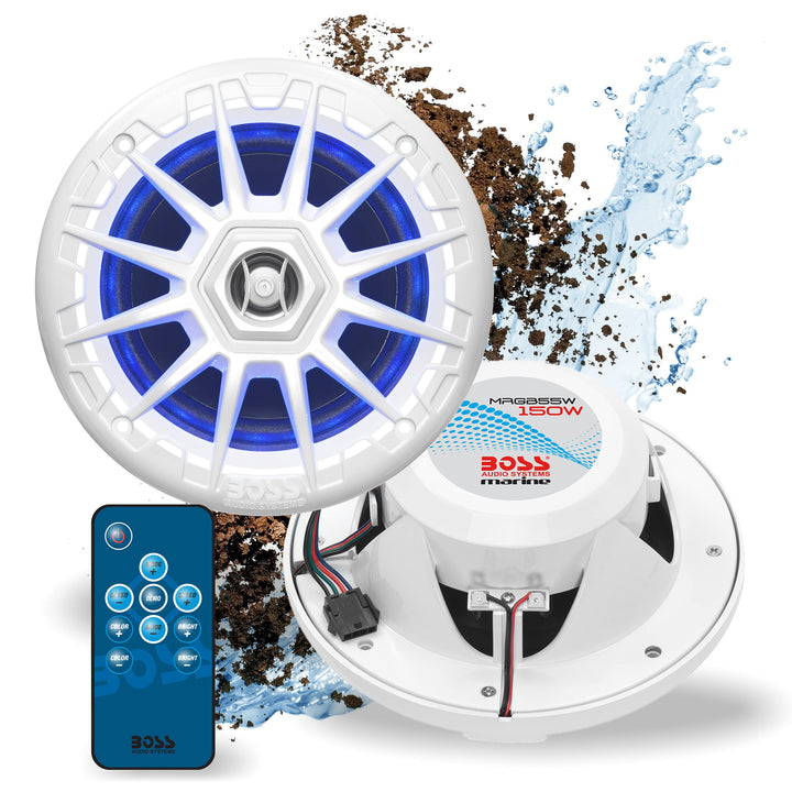 BOSS Audio Systems MRGB55W 5,25 Zoll Marine-Lautsprecher, wetterfest, 150 Watt pro Paar, je 75 Watt,