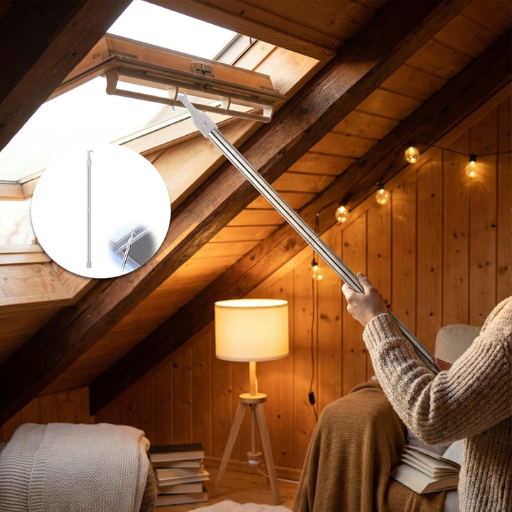 Dachboden Haken 160cm Verstellbar mit Haken für Dachfenster Dachbodentreppe Fensteröffner als Stange