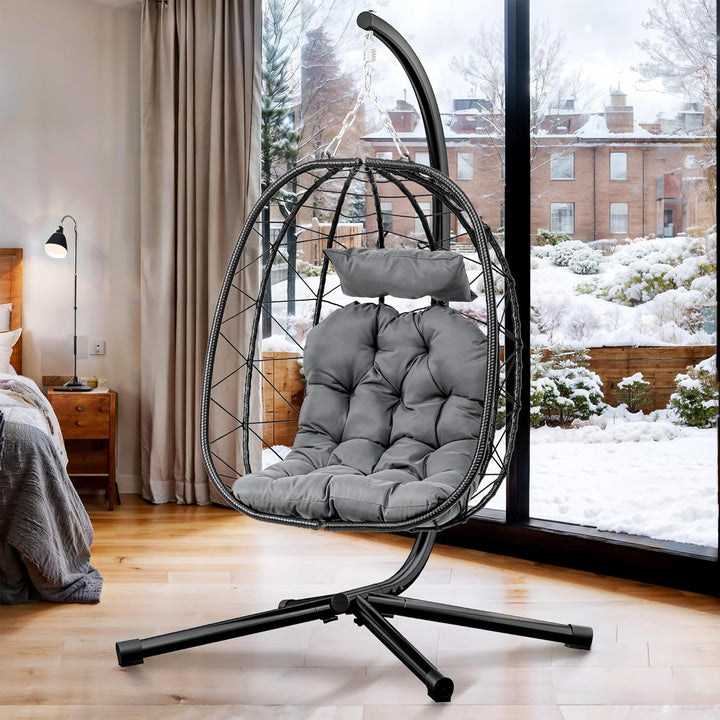 YITAHOME Hängesessel mit Kissen, Max. Belastung 150 kg, Hängesessel Outdoor mit Gestell Körbe 80x65x