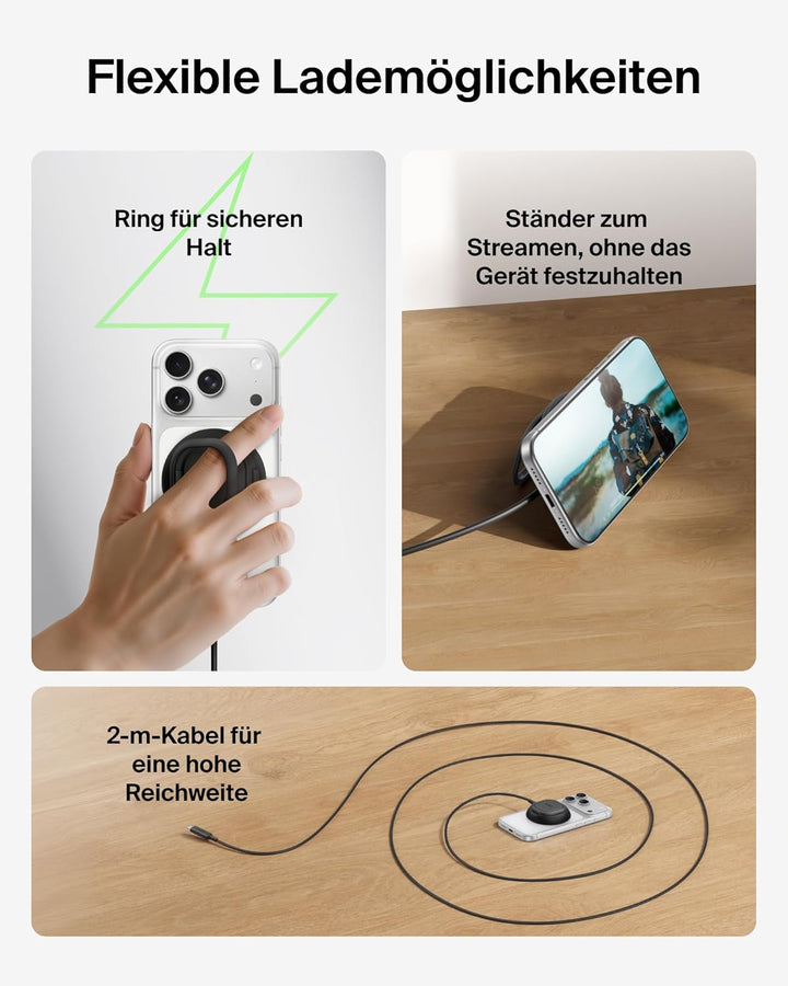 Belkin UltraCharge Wireless Charger mit Qi2 25W, Kompatibel mit MagSafe Ladegerät mit Passiver Kühlt