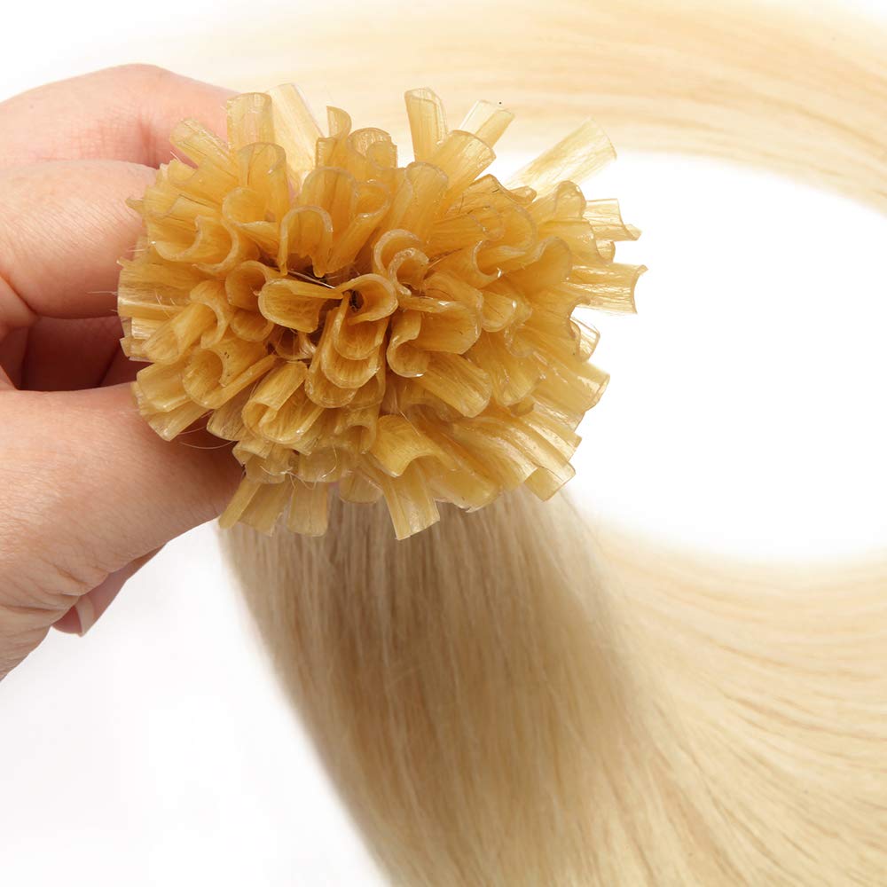 SEGO Extensions Echthaar Bondings Haarverlängerung Keratin U-Tip Human Hair 200 Strähnen Platinumblo