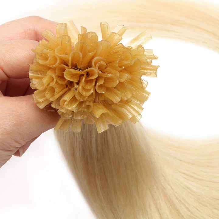 SEGO Extensions Echthaar Bondings Haarverlängerung Keratin U-Tip Human Hair 200 Strähnen Platinumblo