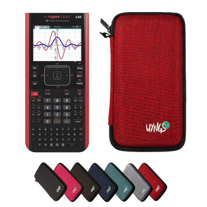 CALCUSO Sparpaket: TI Nspire CX II-T CAS Grafikrechner + WYNGS Schutztasche rot + Erweiterte Garanti