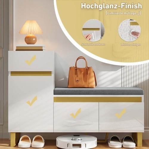Merax Schuhschrank mit Sitzbank – Schuhbank mit Sitzfläche und mehrstöckigem Stauraum, modernes Schu