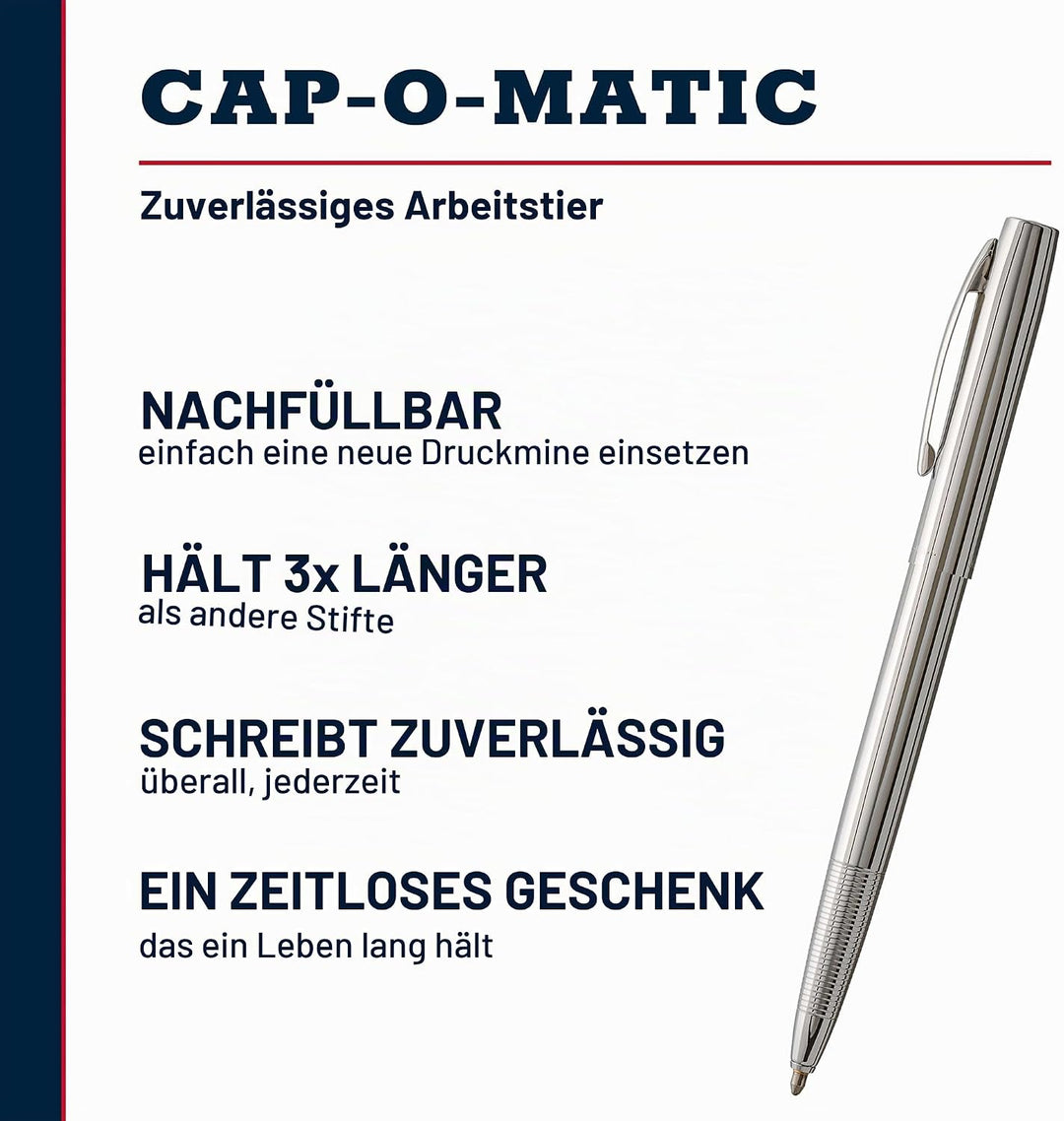 Fisher Space Pen M4 Gap O Matic – Kugelschreiber, einziehbar, in Geschenkbox schwarz, schwarz