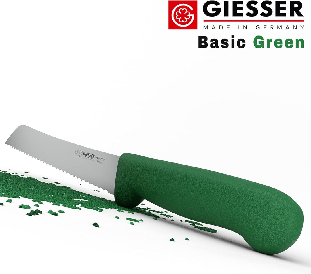 Giesser seit 1776 - Made in Germany - Brotmesser grün, Basic Green, Klinge 21 cm, Wellenschliff, rut