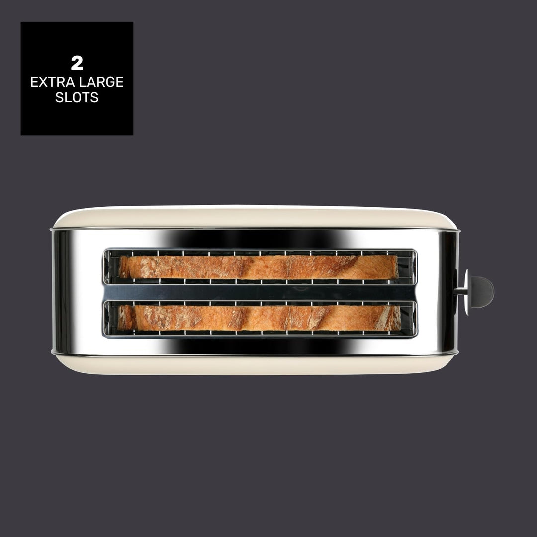 Taurus – Toaster Vintage Creme, 1500W, 2 extra lange Schlitze, 7 Bräunungsstufen, 3 Funktionen, Edel