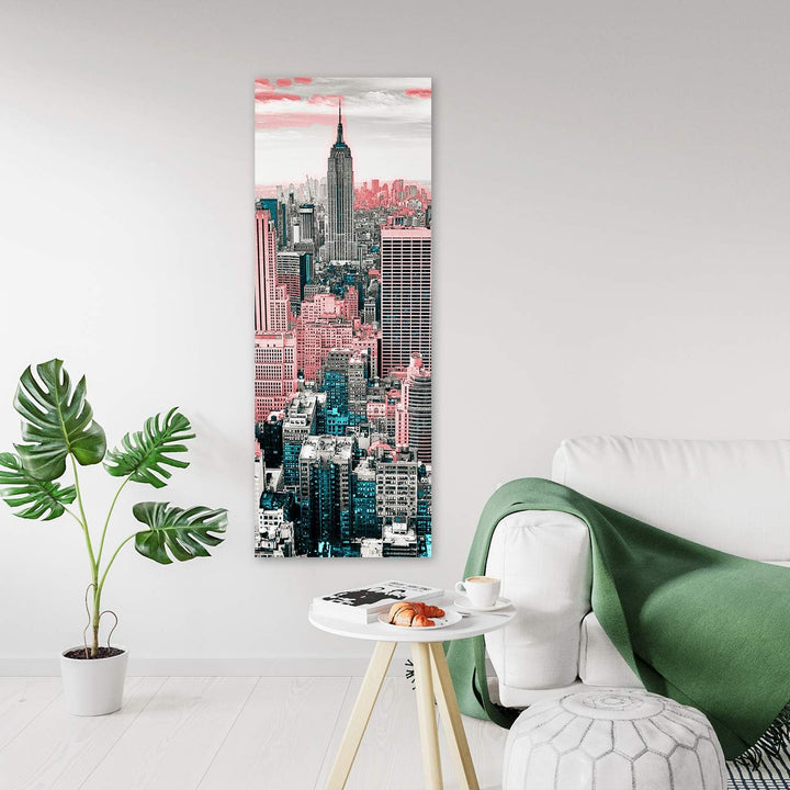 Leinwandbild XXL Stadt Wandbild Kunst abstrakt Rosa 60x150 cm M14259 60x150 cm, M14259 60x150 cm