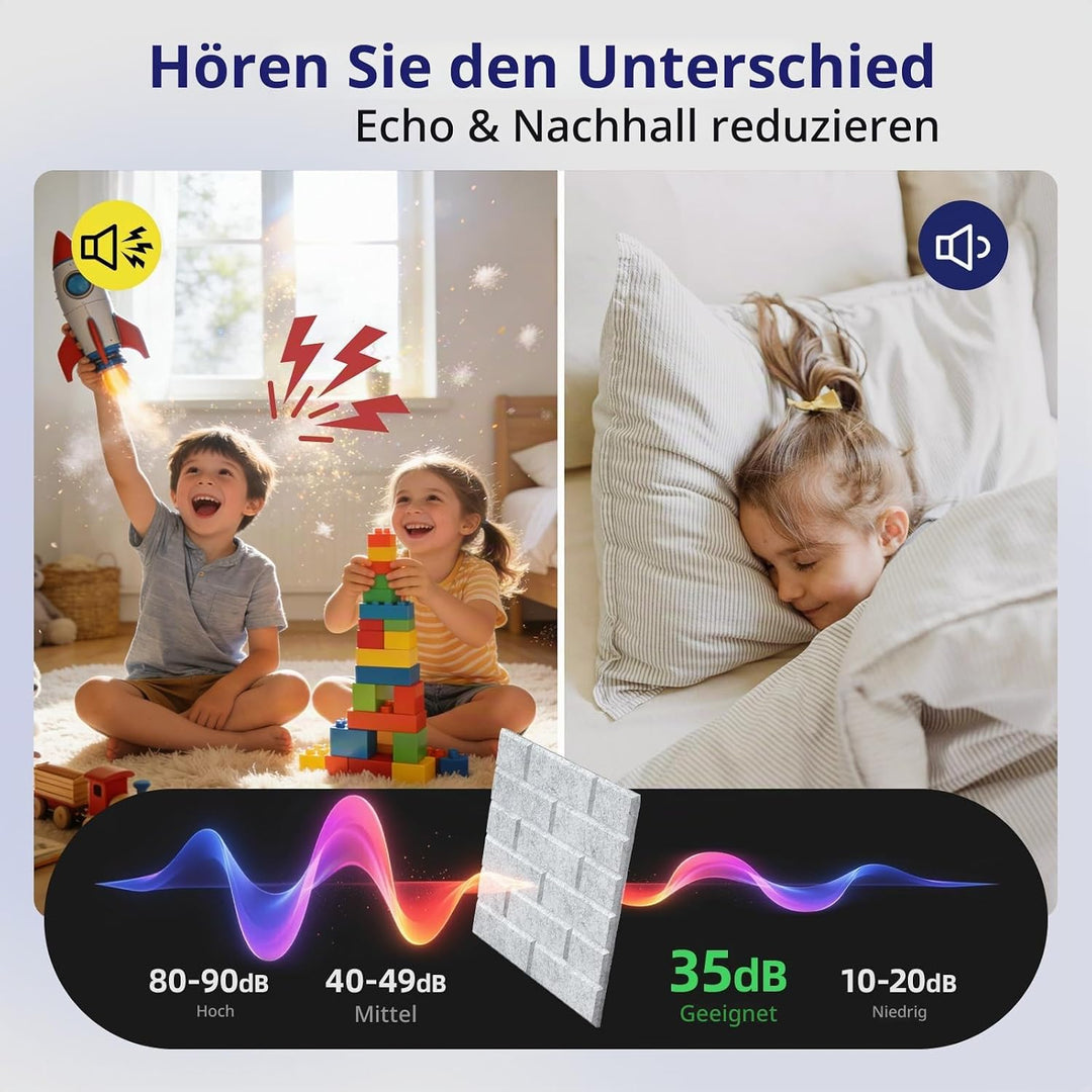 Vieshful Selbstklebende Akustikpaneele für Homeoffice, Musikzimmer, Schlafzimmer &amp; Wohnzimmer – 20 S