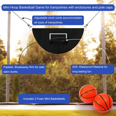 TOYMIS Trampolin Basketballkorb, Abreissrand zum Eintauchen TrampolinBasketballaufsatz mit Mini Bask