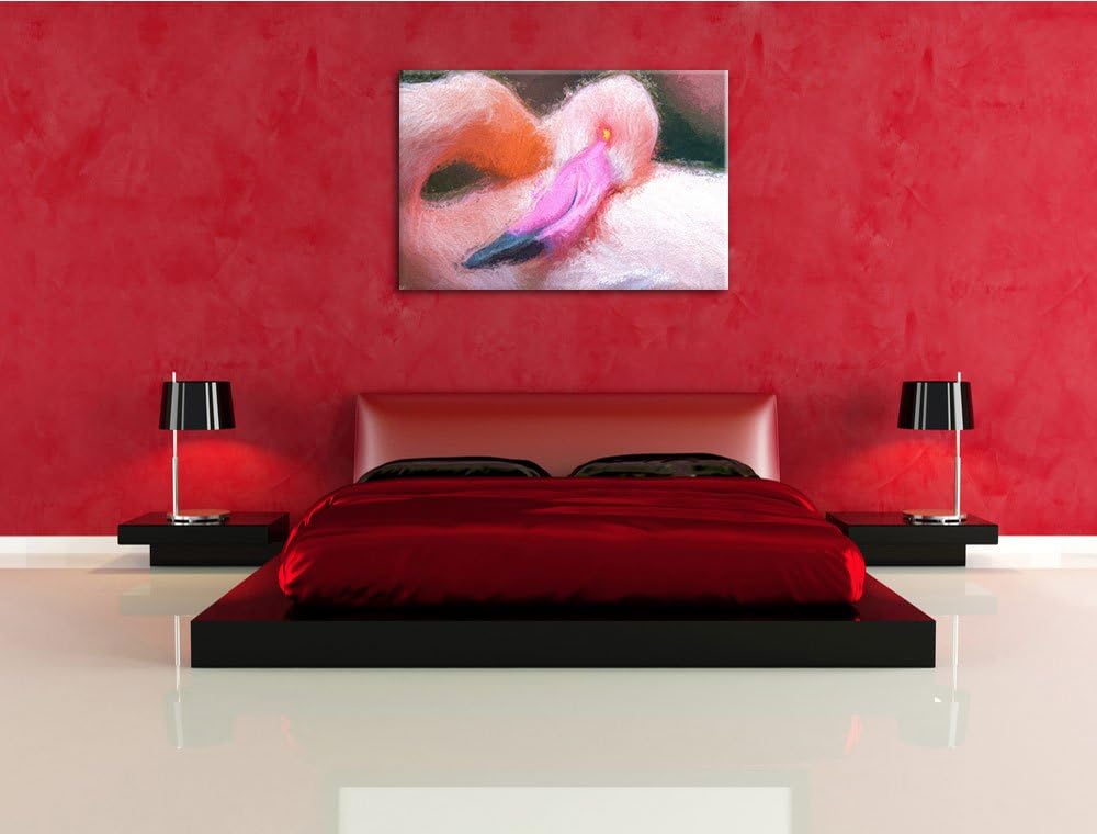 schöner Flamingo Deluxe Format: 100x70 cm auf Leinwand, XXL riesige Bilder fertig gerahmt mit Keilra