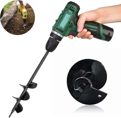 Elektro Gartenbohrer Erdbohrer mit Handschuhe+4 * 22CM+4 * 45CM+8 * 33CM, Akkuschrauber Pflanzbohrer