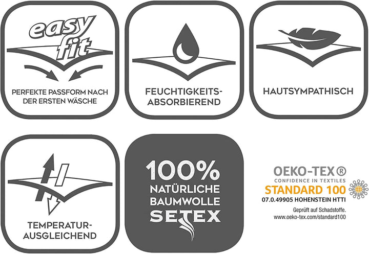 SETEX Kalmuck Spannbetttuch, 200 x 200 cm grosser Matratzenschoner, 100 % Baumwolle, Classic, Weiss,