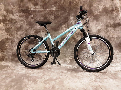 24 Zoll ALU Damen MTB Gefedert mit 21-Gang Kettenschaltung Shimano Daumenklick Schaltung NEU 2466-Tü