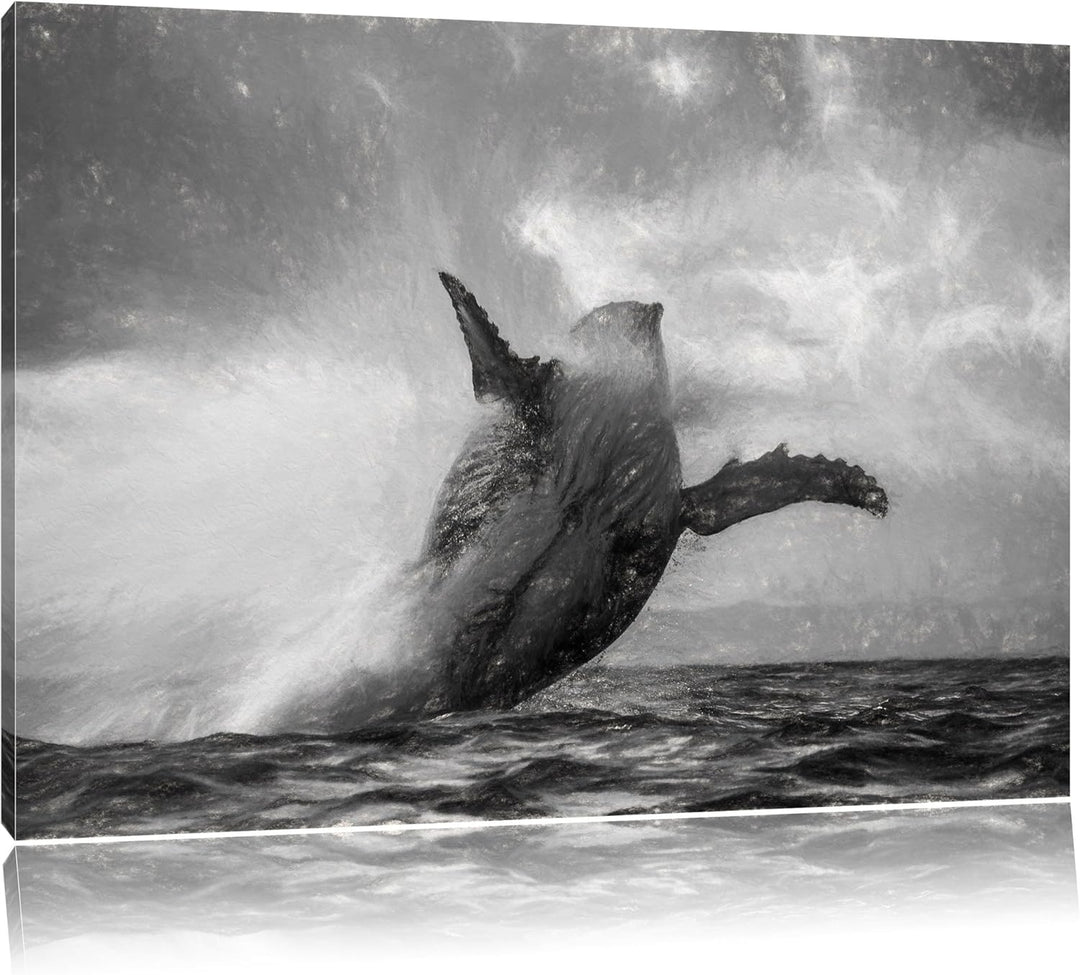 Pixxprint Buckelwale Kanada / 100x70cm Leinwandbild bespannt auf Holzrahmen/Wandbild Kunstdruck Deko