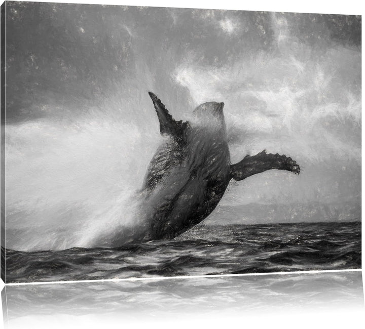 Pixxprint Buckelwale Kanada / 100x70cm Leinwandbild bespannt auf Holzrahmen/Wandbild Kunstdruck Deko