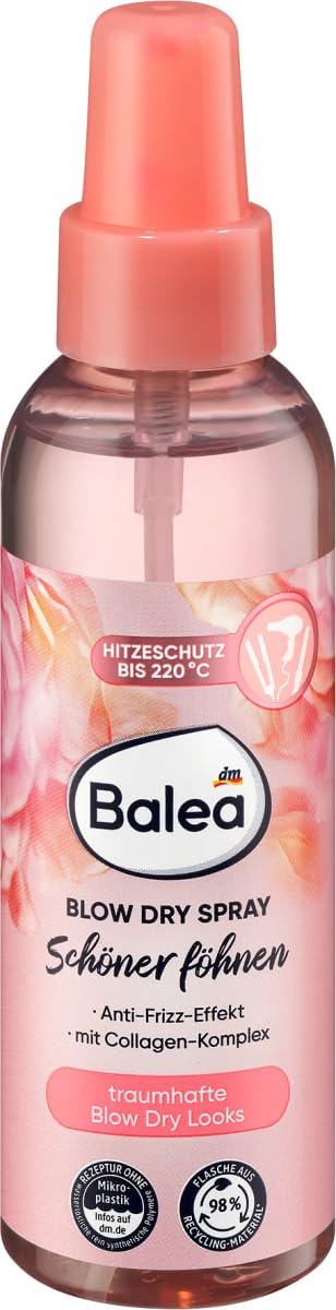 Balea 3er-Set Haarpflege & Styling: Blow Dry Spray SCHÖNER FÖHNEN voluminöse Föhnstylings (150 ml) +