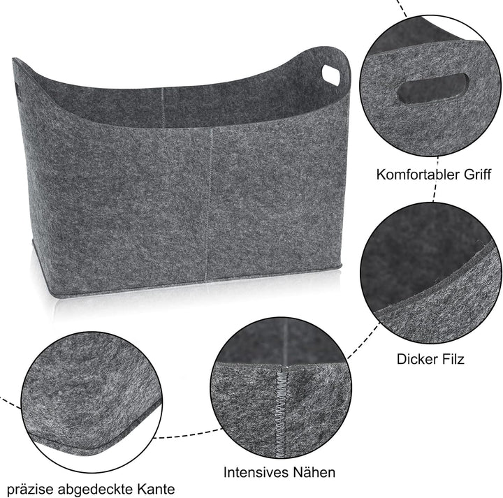 Yznahre Filztaschen, 4 Stücke Faltbar Filztasche Kaminholz Kaminholztasche Filz, Filzkorb Filztasche
