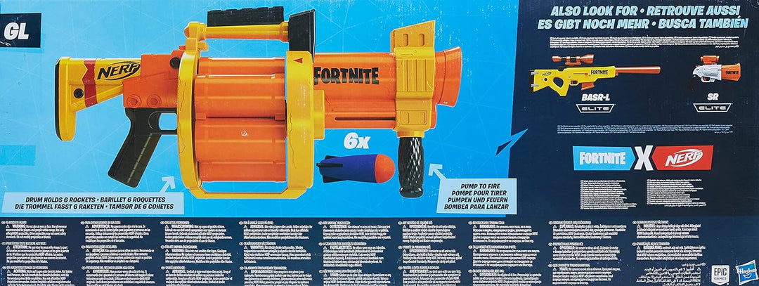 Nerf Fortnite GL Raketen-Blaster – Trommel, Pump-Action – enthält 6 Nerf Raketen – für Kinder, Jugen
