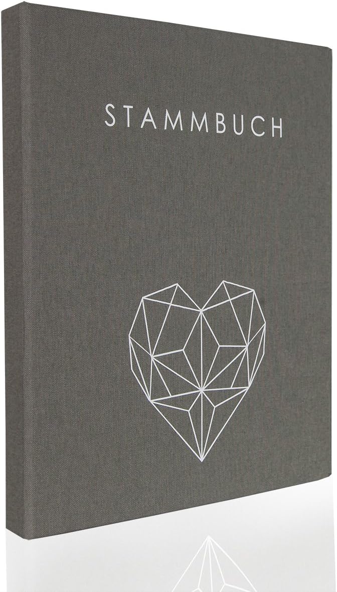 Hochzeitideal - Stammbuch der Familie Geometric grau DIN A5 - Buchbinderleinen Stammbuch Hochzeit -