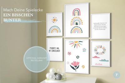 Papierschmiede® Bilder Kinderzimmer Kids Mood Poster Set Regenbogen, Kinderzimmer Bilder Babyzimmer