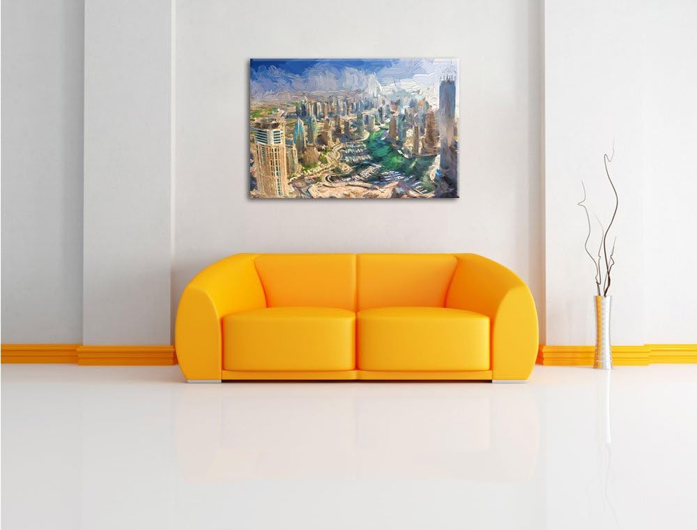 Pixxprint Dubai Hotel Burj al Arab Pinsel Effekt, Format: 100x70 auf Leinwand, 100x70