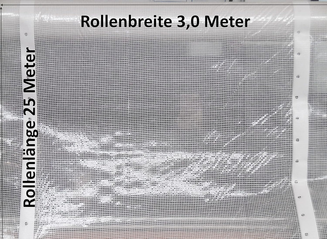 EXCOLO Gitterfolie 25m x 3,0m = 75m² transparent weiss Abdeckung Plane als Windschutz Sichtschutz We