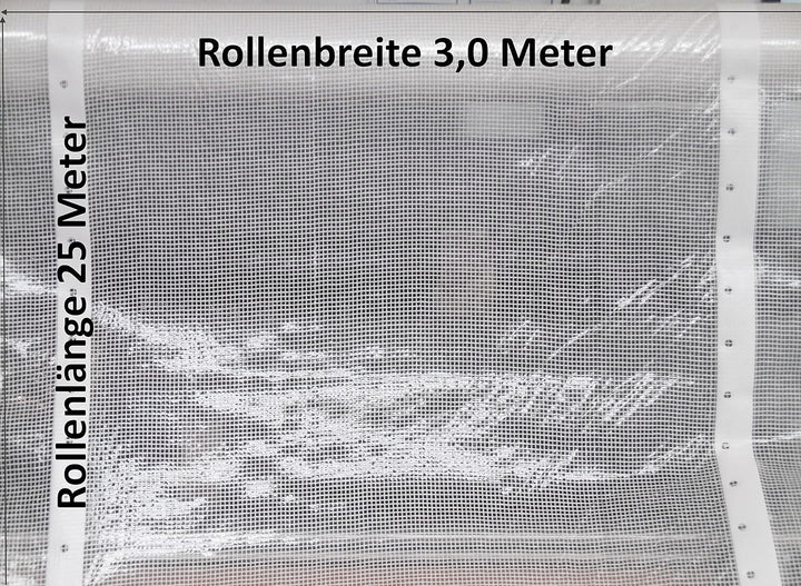 EXCOLO Gitterfolie 25m x 3,0m = 75m² transparent weiss Abdeckung Plane als Windschutz Sichtschutz We