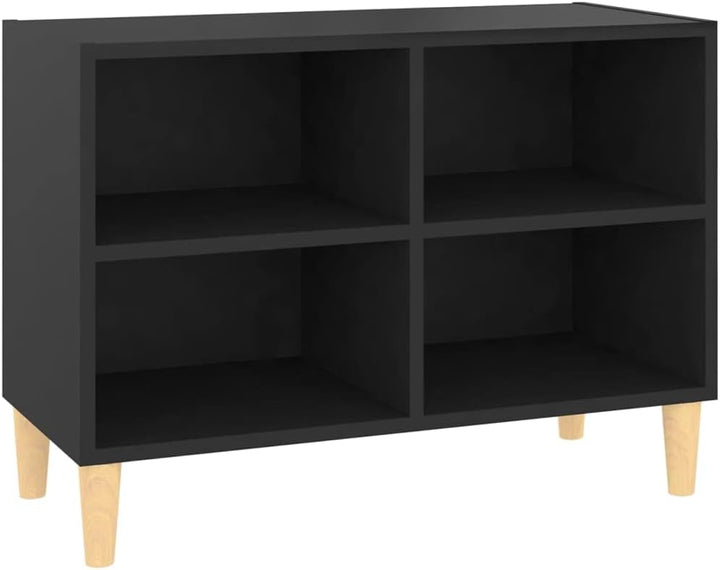 homiuse TV-Schrank mit Massivholz-Beinen Schwarz 69,5x30x50 cm TV Board Hochglanz Fernsehschrank Fer