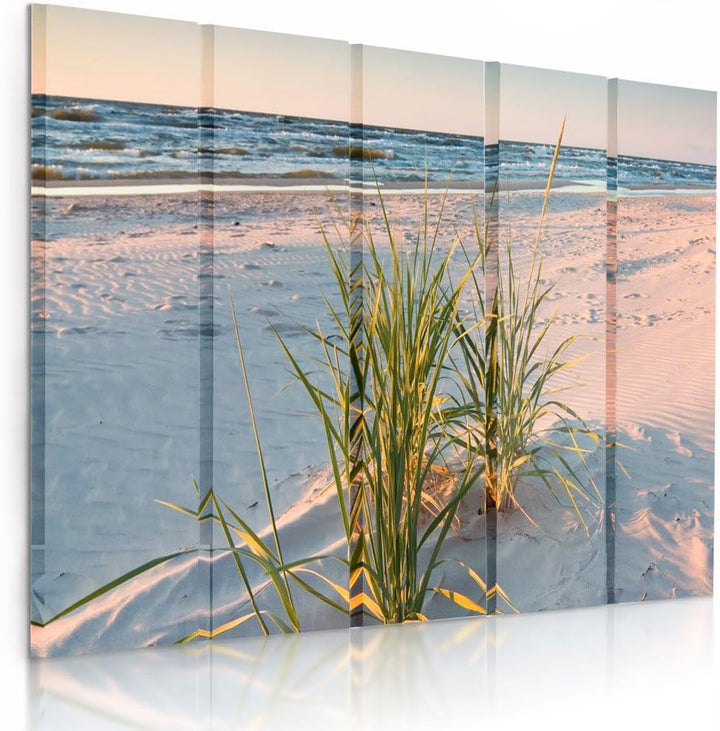 Feeby Frames, Leinwandbild Bilder Wand Bild - 5 Teile - Wandbilder Kunstdruck (GRÜNES Gras) 200x100