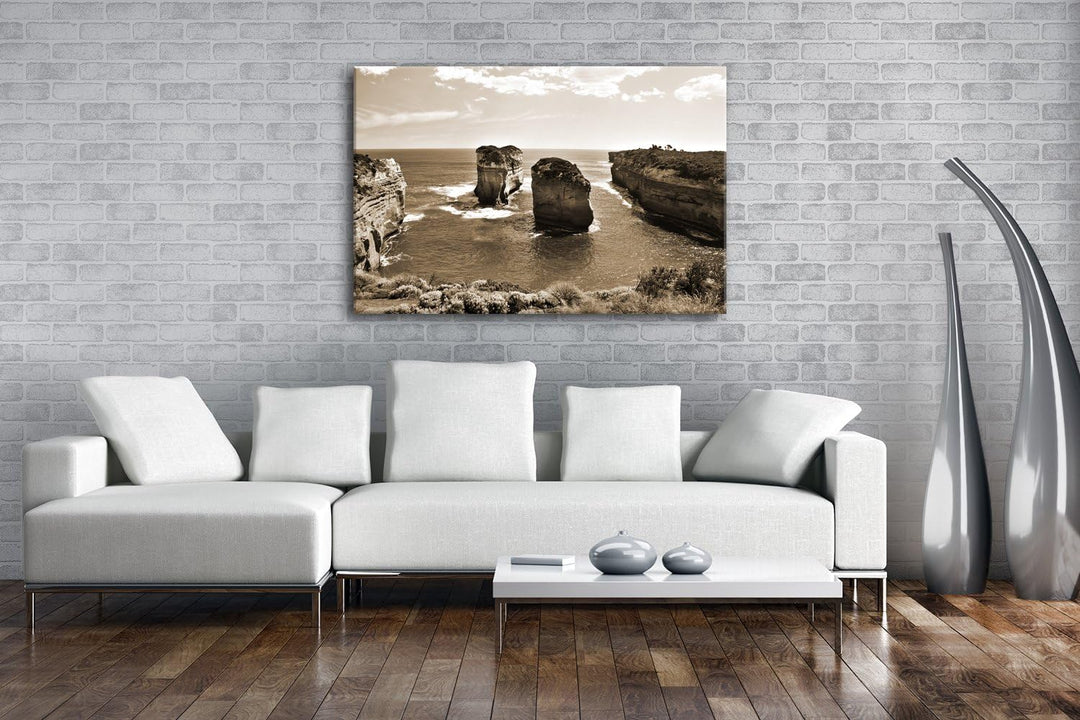 deyoli Felsenküste in Australien Format: 80x60 Effekt: Sepia als Leinwandbild, Motiv fertig gerahmt