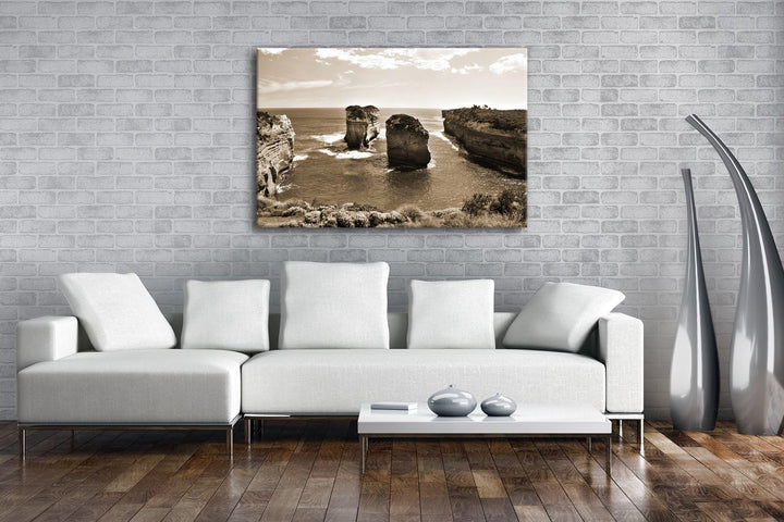 deyoli Felsenküste in Australien Format: 80x60 Effekt: Sepia als Leinwandbild, Motiv fertig gerahmt