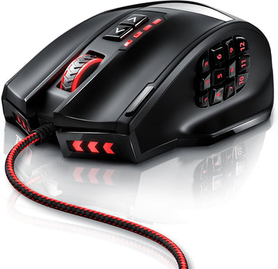 Titanwolf - 16400 DPI USB Laser Gaming Mouse - 18 Tasten - 16400 DPI - konfigurierbare LED-Farb-Bele