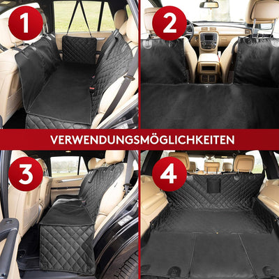 WhizProducts® Hundedecke für Auto Rückbank (mit Zusatz-Decke, Tasche & Sicherheitsgurt) – Wasserabwe