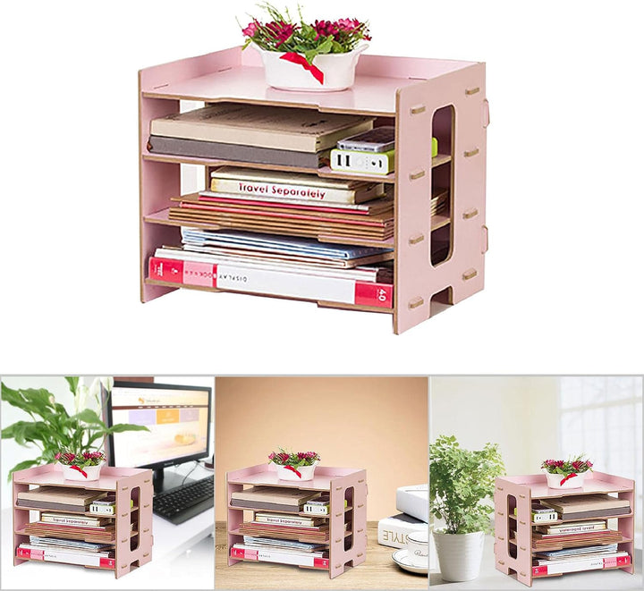 Dokumentenablage Holz, Schreibtisch Organizer Briefablage Ablagefächer Stapelbar Bürobedarf Papierab