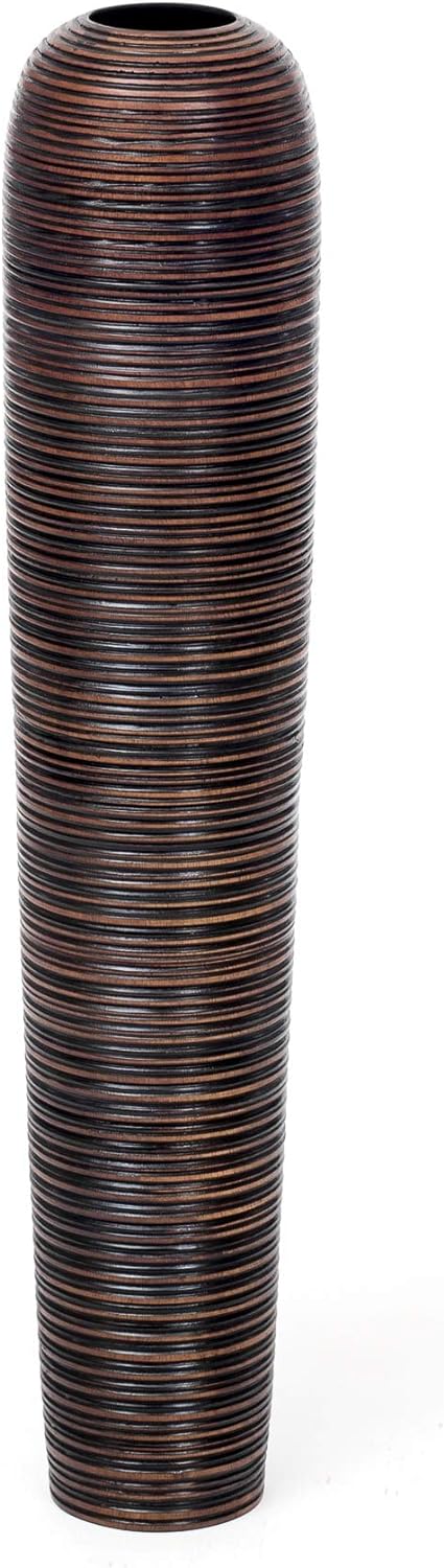 Leewadee Grosse Bodenvase für Dekozweige hohe Standvase Design Holzvase, Holz, 70 cm, Braun, 70 cm