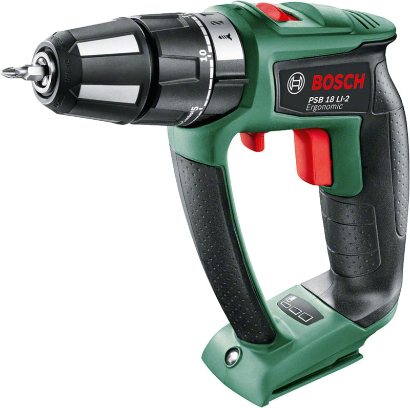 Bosch Akkuschrauber PSR 18 LI-2 Ergonomic (ohne Akku, 18 Volt System, bürstenloser Motor), ohne Akku