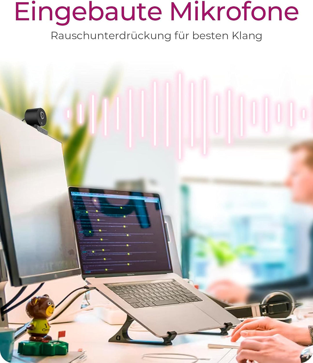 ICY BOX Full-HD USB Webcam mit Mikrofon, Klemmfuss, HD-Autofokus, WDR IB-CAM501-HD